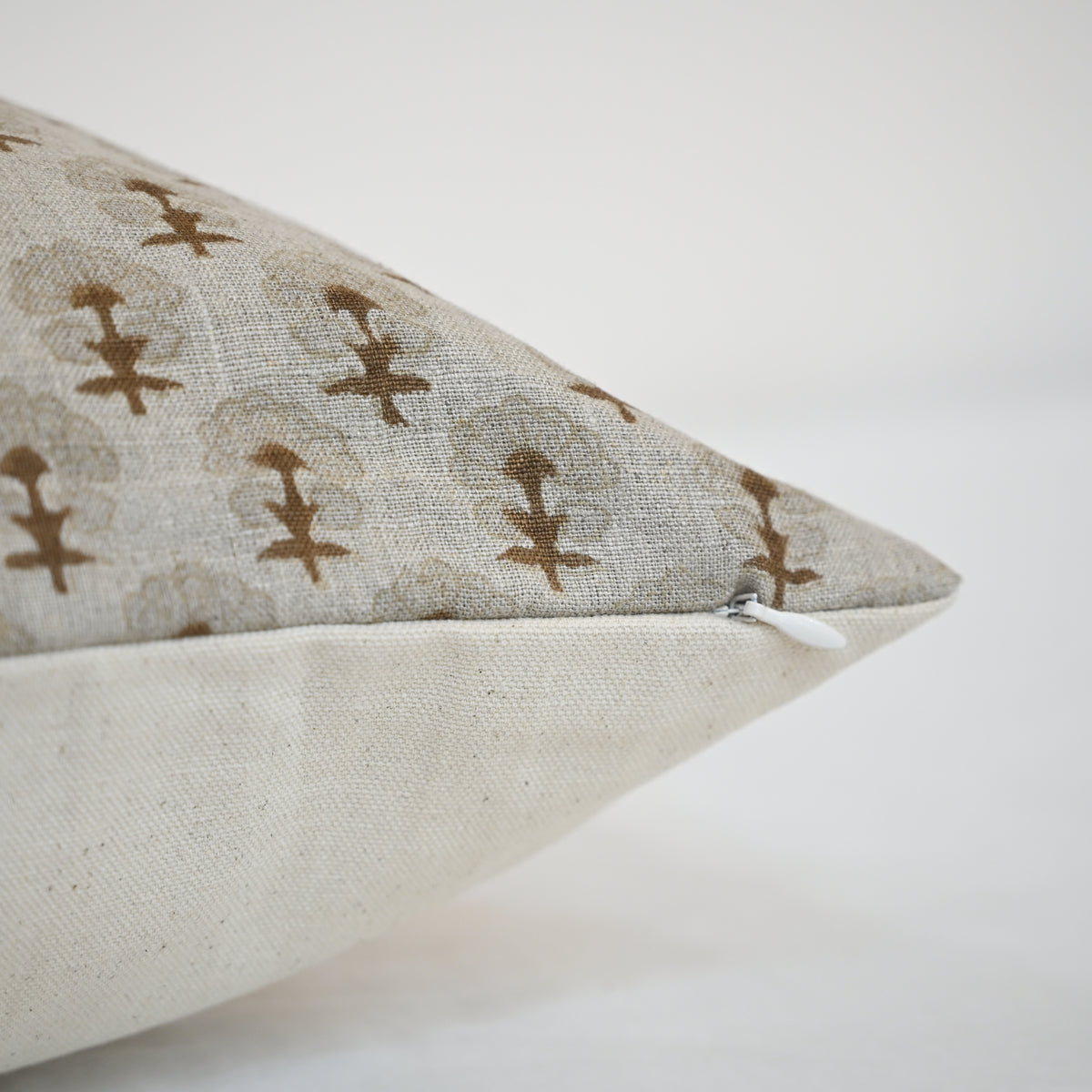 Summer Chestnut Linen Block Print Pillow Cover