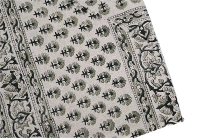 Charcoal Floral Block Print Tablecloth
