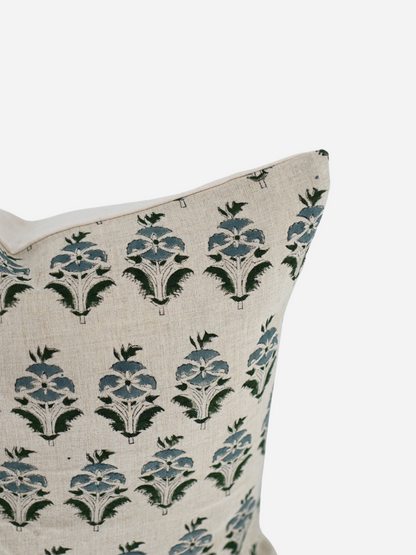 Camila  Dusty Slate  Block Print Pillow Cover