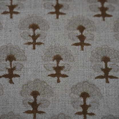 Summer Chestnut Linen Block Print Pillow Cover