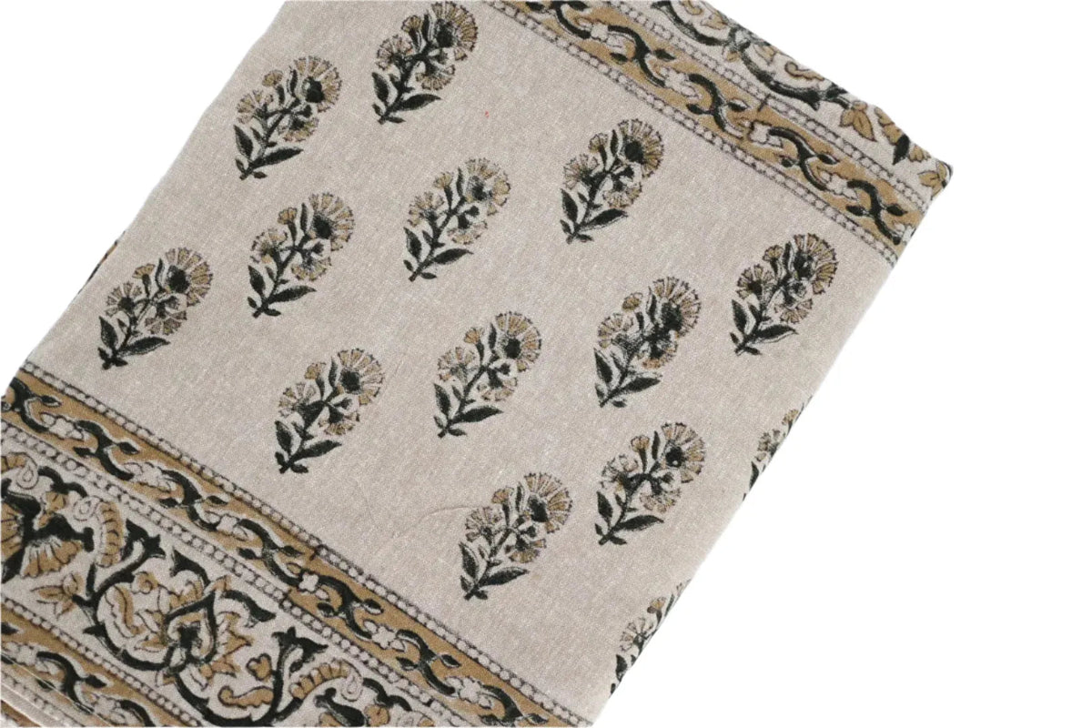 Emily Floral Block Print Tablecloth - Maple Village Lane