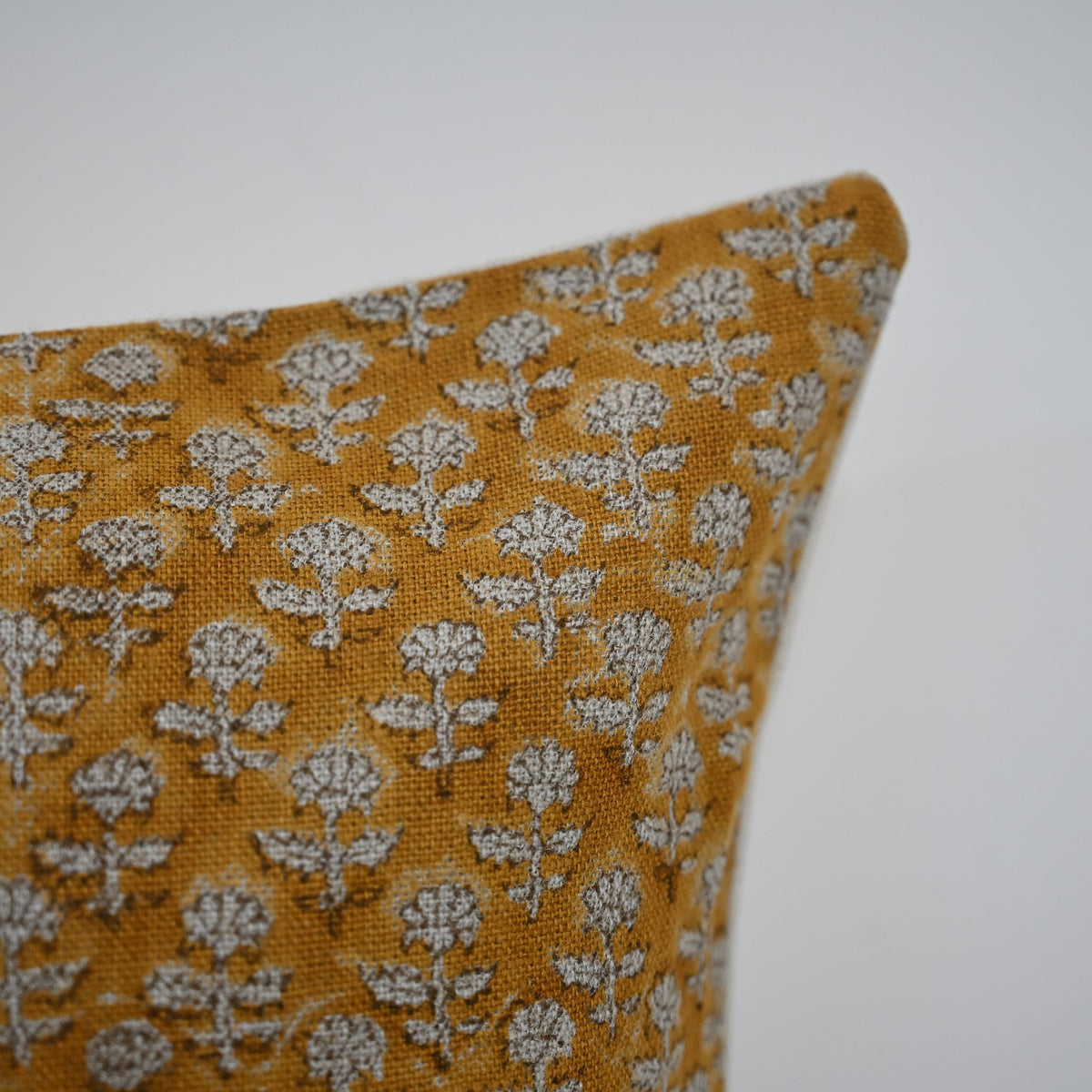 Frances Ochre Block Print Pillow Cover