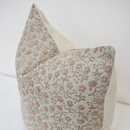 Lisa Taupe Linen Block Print Pillow Cover