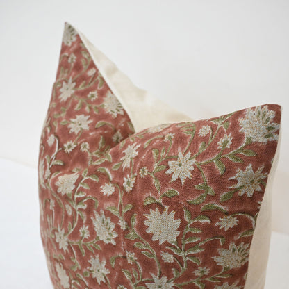 Molly Soft Sage Linen Block Print Pillow Cover