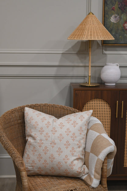 Annette Dusty Blush Pink Block Print Pillow Cover