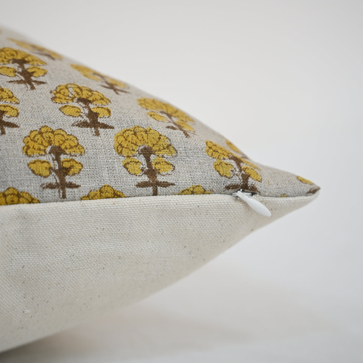 Summer Mustard  Linen Block Print Pillow Cover