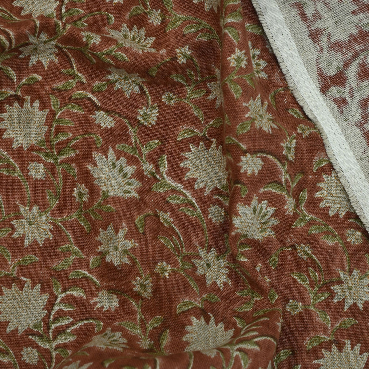 Soylic Floral Block Print Linen Fabric