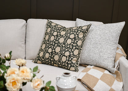 Aurora Olive Black Block Print Pillow Cover