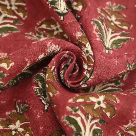 Artisan Block Print Linen Fabric -  11