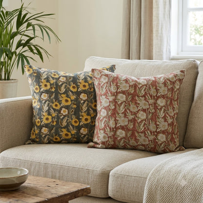 Maria Brick Linen Block Print Pillow Cover