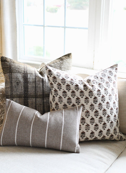 Hazel Rust Brown Block Print Pillow Cover
