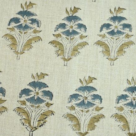 Artisan Block Print Linen Fabric -  11