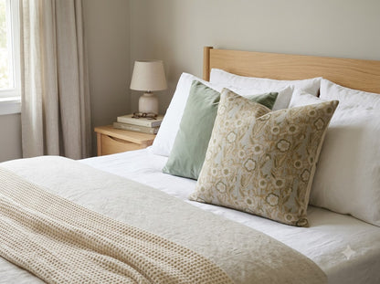 Maria Warm Linen Block Print Pillow Cover