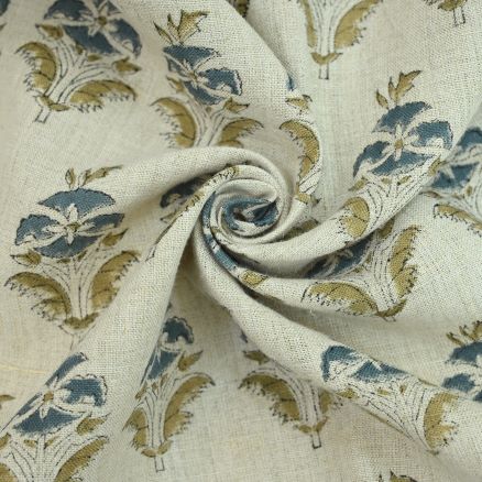 Artisan Block Print Linen Fabric -  11