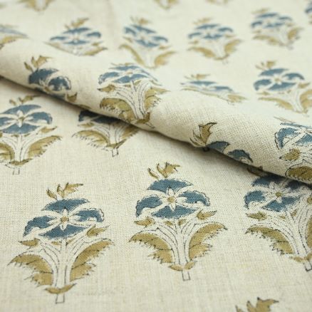 Artisan Block Print Linen Fabric -  11