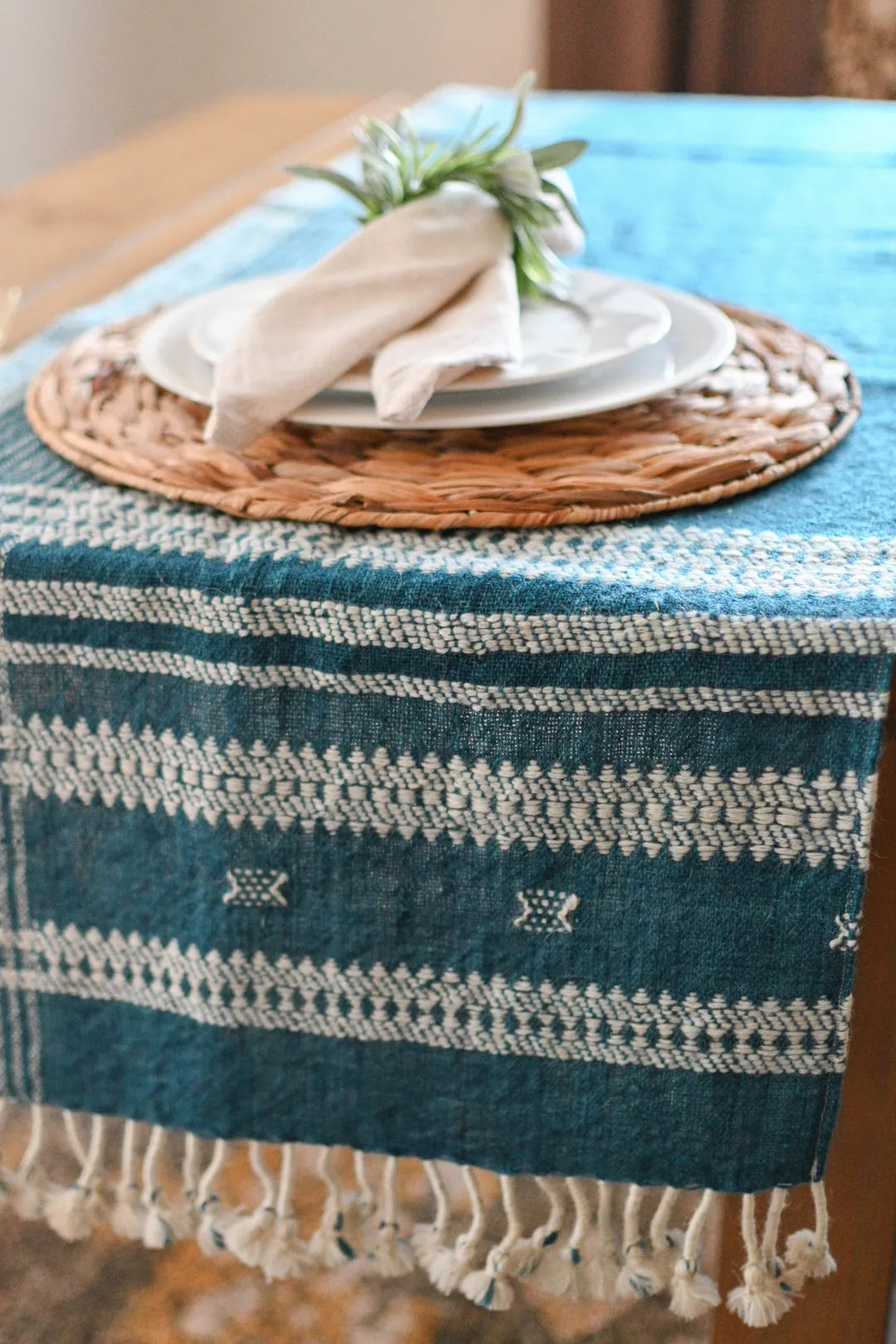 Bhujodi Table Runner - Denim - Maple Village Lane