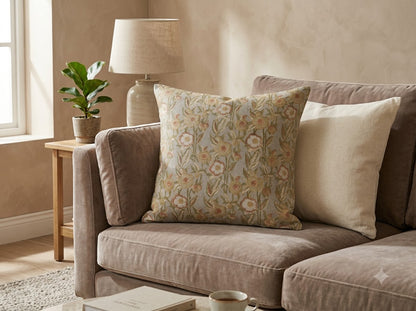 Maria Blush Linen Block Print Pillow Cover