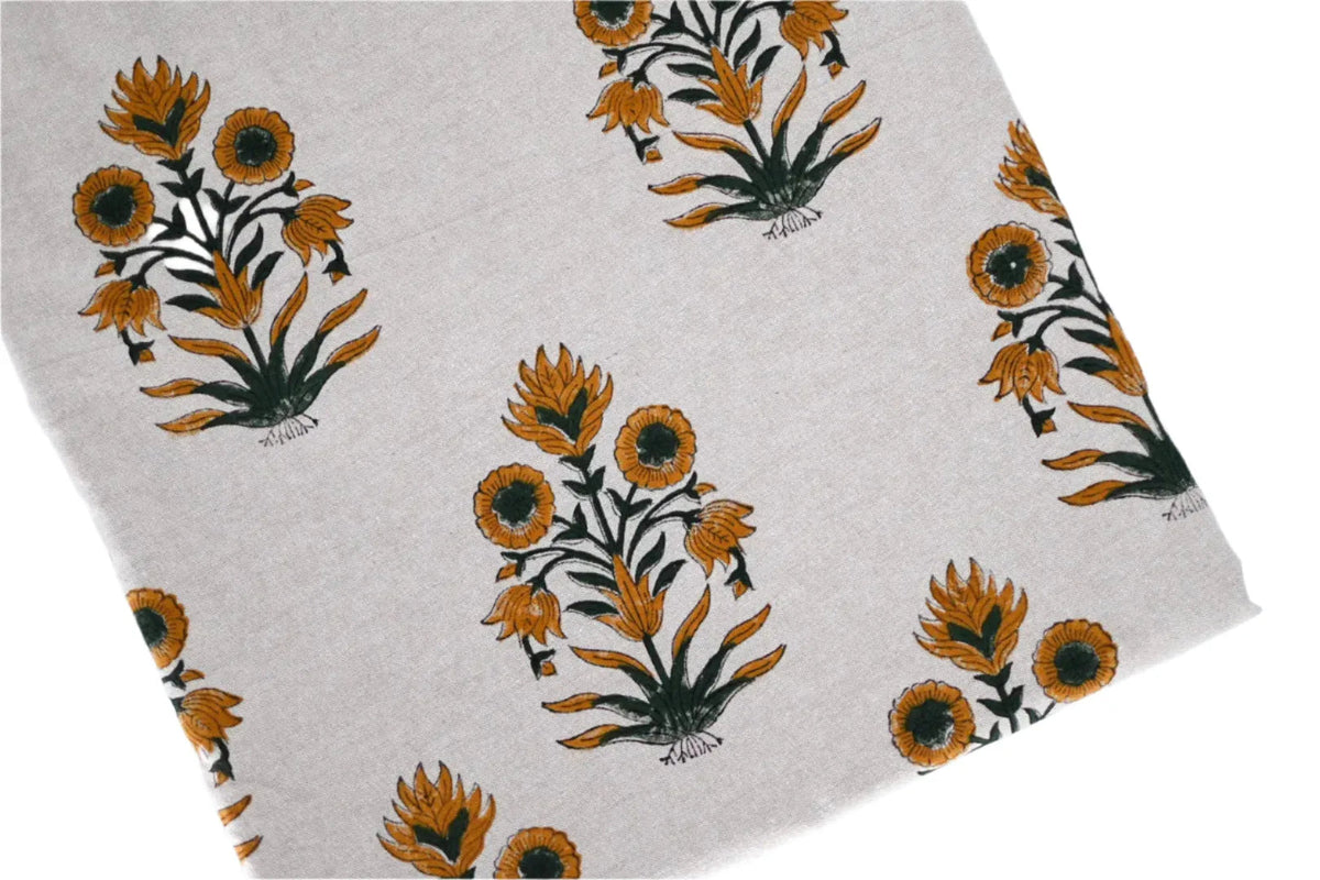 Henry Floral Block Print Tablecloth - Maple Village Lane