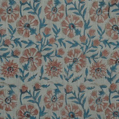 Alleb Floral Linen Block Print Fabric