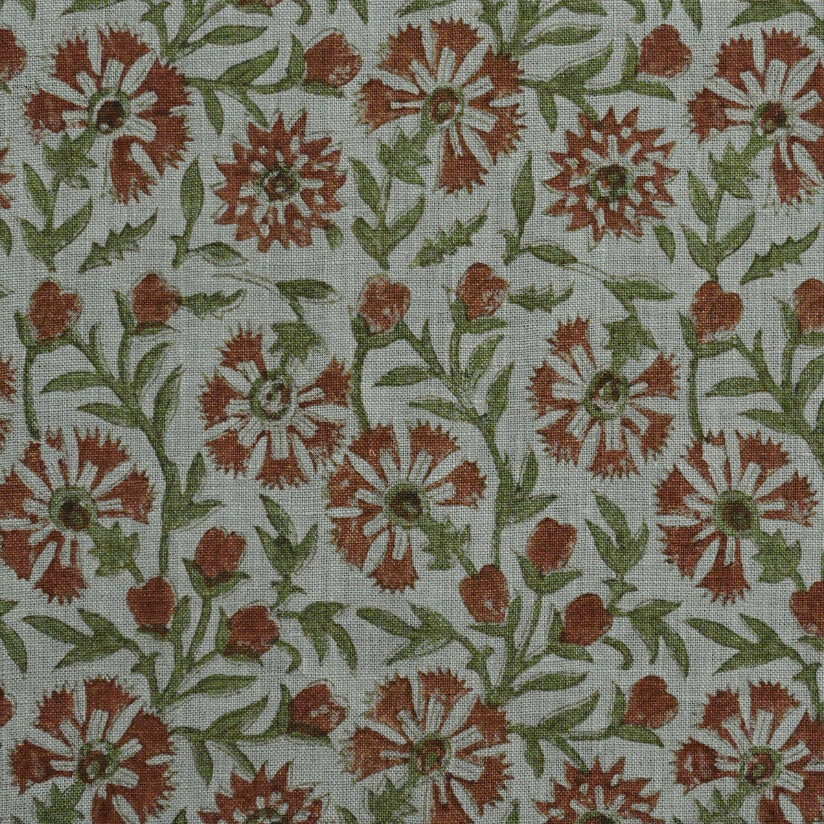 Alleb Floral Linen Block Print Fabric