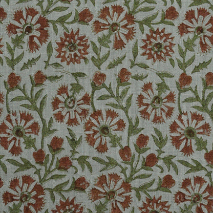 Alleb Floral Linen Block Print Fabric
