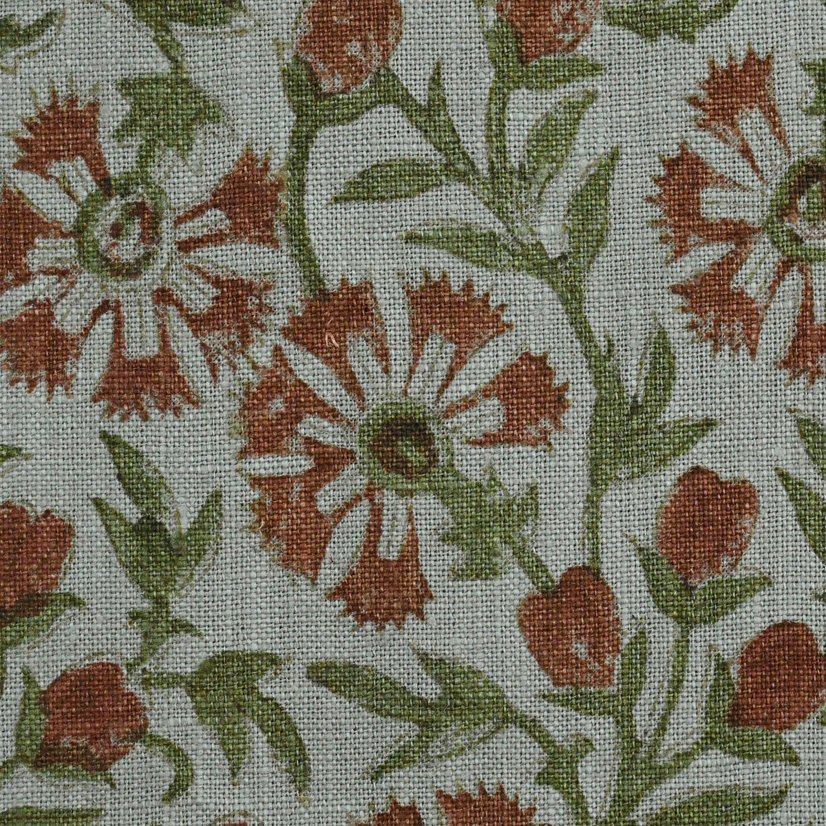 Alleb Floral Linen Block Print Fabric