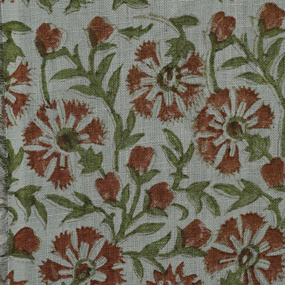 Alleb Floral Linen Block Print Fabric
