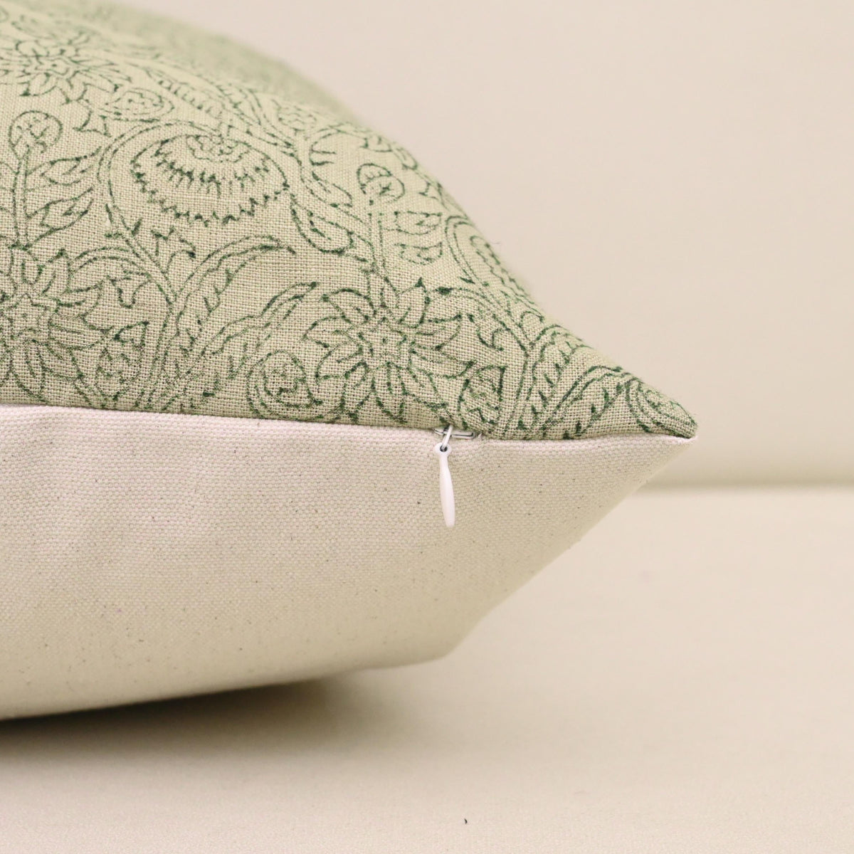 Sage Chintz Vine Linen Pillow Cover – view 4