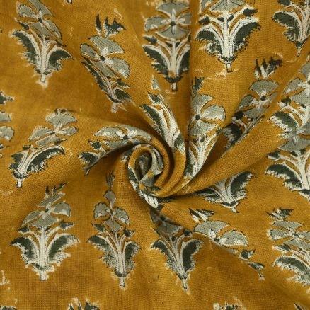 Artisan Block Print Linen Fabric -  11