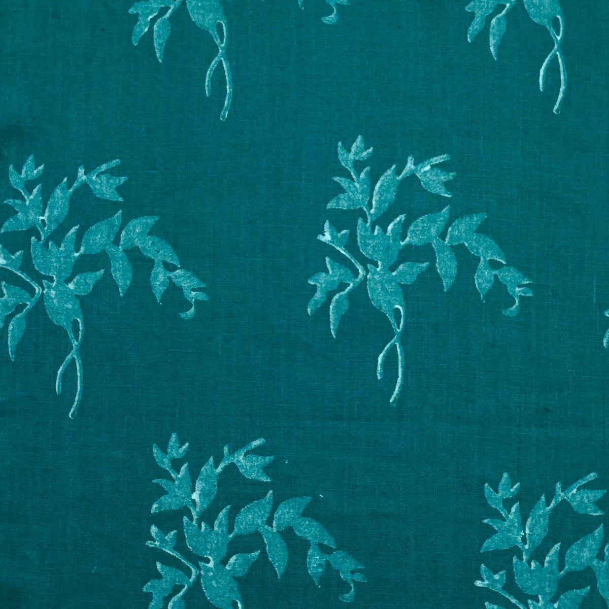 Alven Botanical Block Print  Linen Fabric