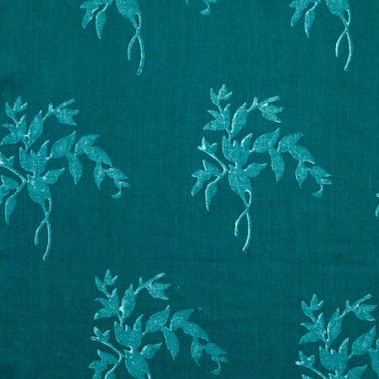 Alven Botanical Block Print  Linen Fabric