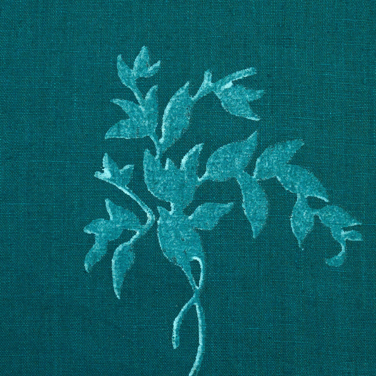 Alven Botanical Block Print  Linen Fabric