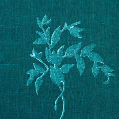 Alven Botanical Block Print  Linen Fabric