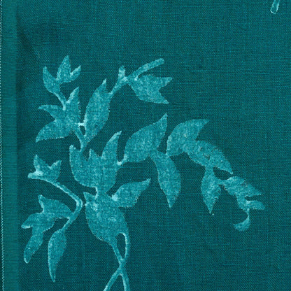 Alven Botanical Block Print  Linen Fabric