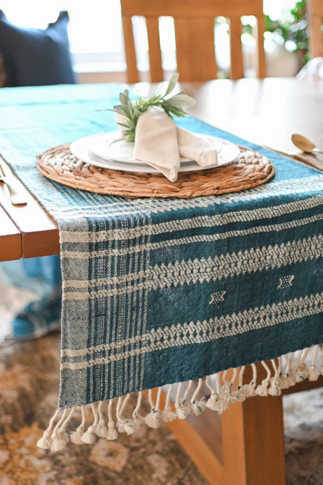 Bhujodi Table Runner - Denim - Maple Village Lane