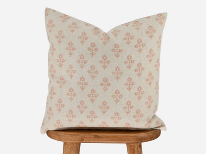 Annette Dusty Blush Pink Block Print Pillow Cover