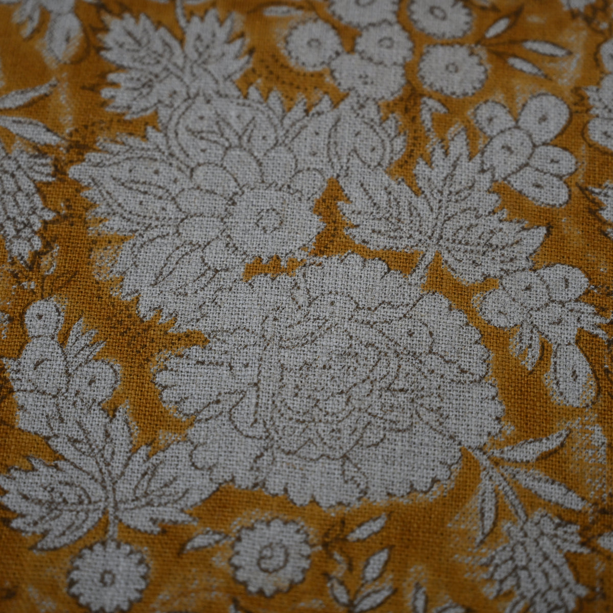Jasmine Ochre Linen Block Print Pillow Cover