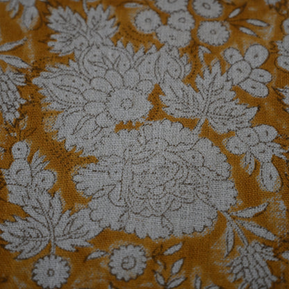 Jasmine Ochre Linen Block Print Pillow Cover