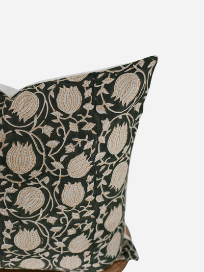 Aurora Olive Black Block Print Pillow Cover