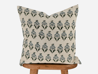 Camila  Dusty Slate  Block Print Pillow Cover