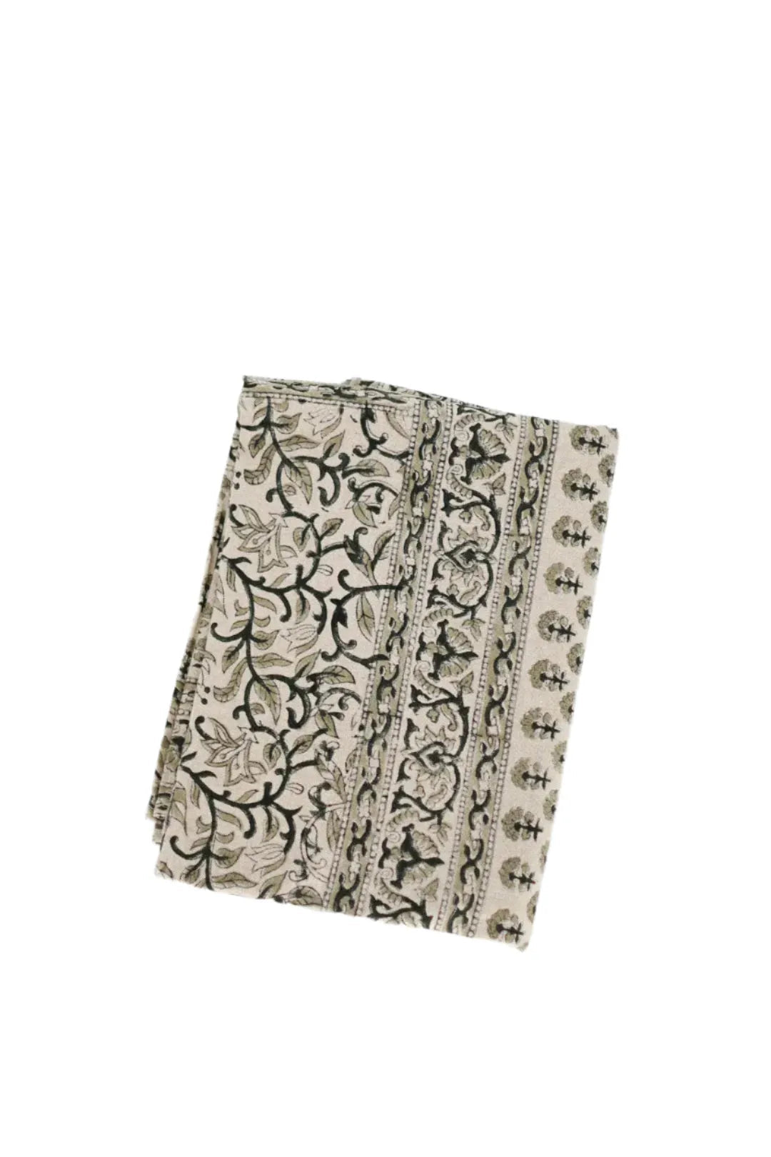 Charcoal Floral Block Print Tablecloth