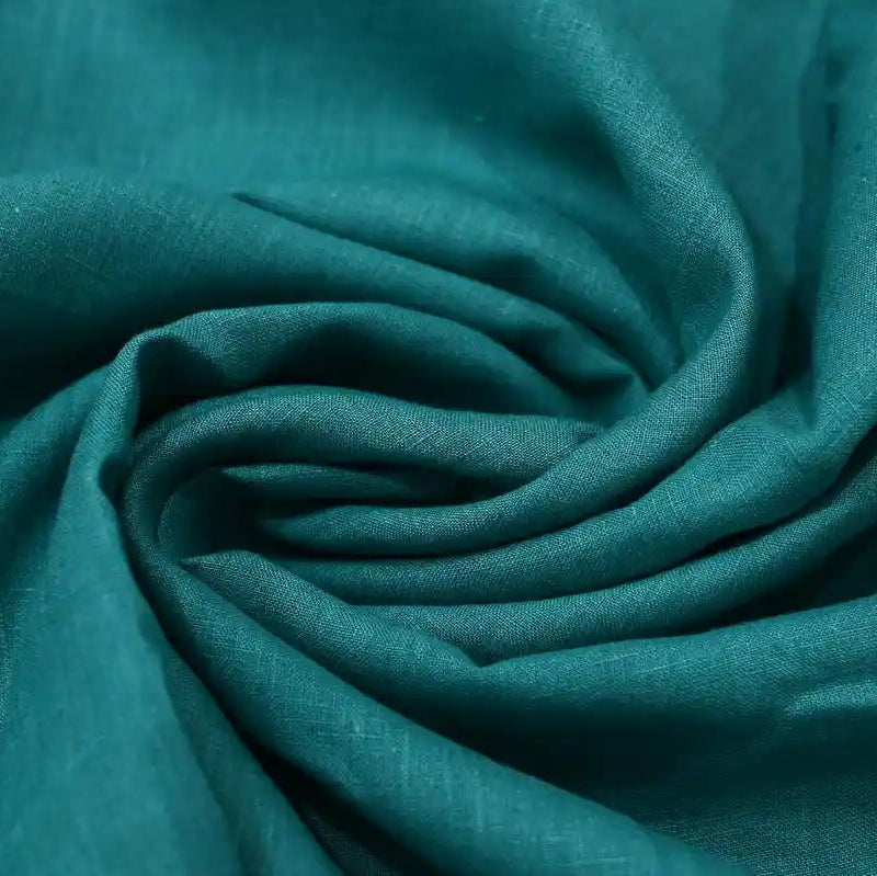 Aira Teal solid Linen Fabric