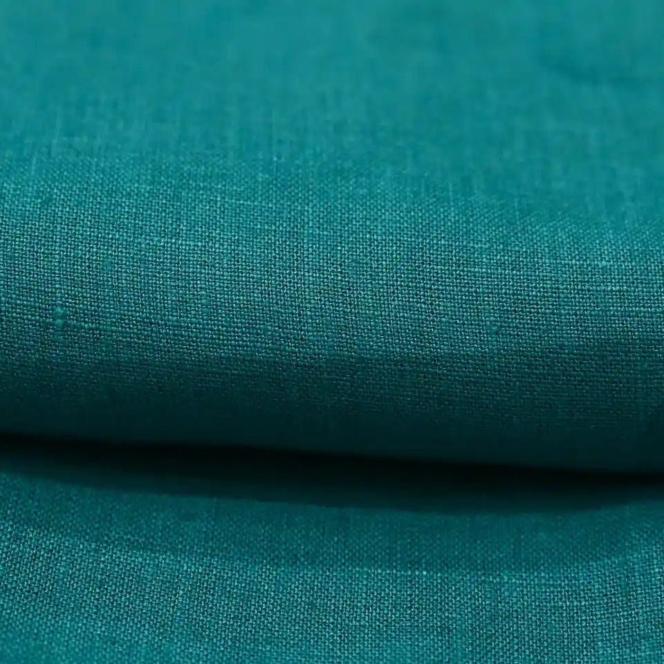 Aira Teal solid Linen Fabric