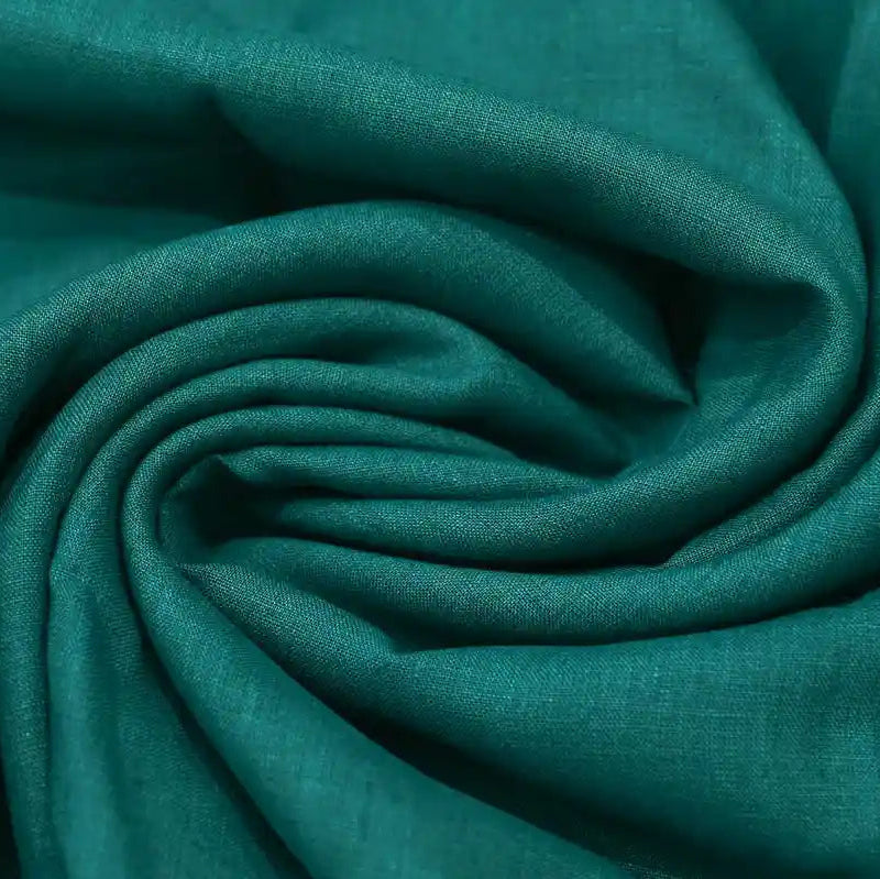 Milo Deep Teal solid Linen Fabric
