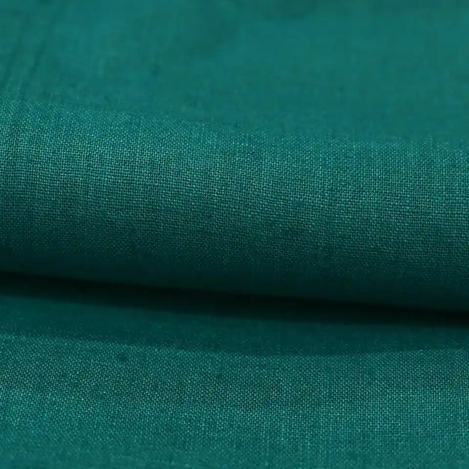 Milo Deep Teal solid Linen Fabric