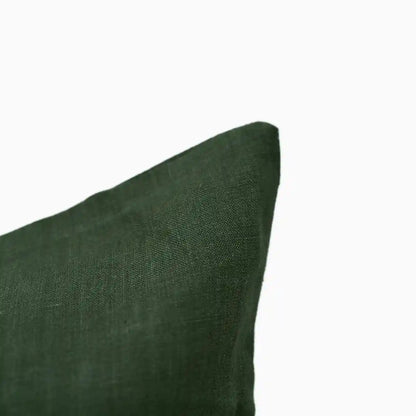 Aral Dark Green Solid Linen Pillow Cover