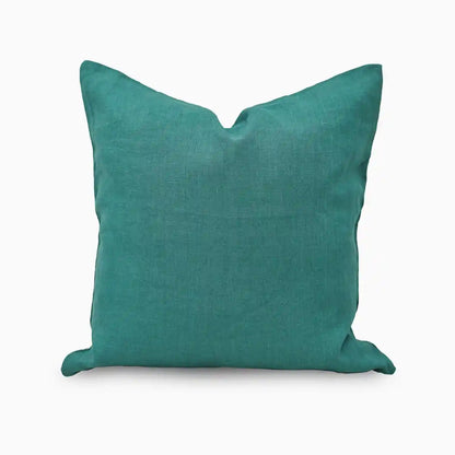 Milo Deep Teal solid Linen Pillow Cover