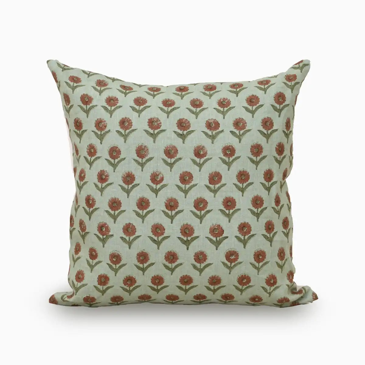 Bloom Pale Seafoam Ditsy Rust Pillow Cover