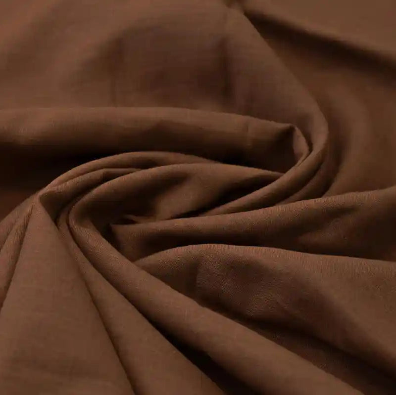 Nadoj Brown  solid Linen Fabric