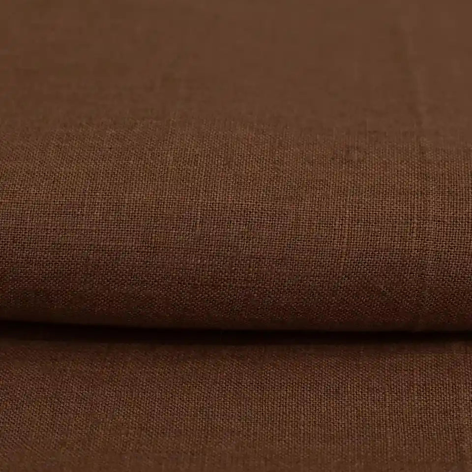 Nadoj Brown  solid Linen Fabric